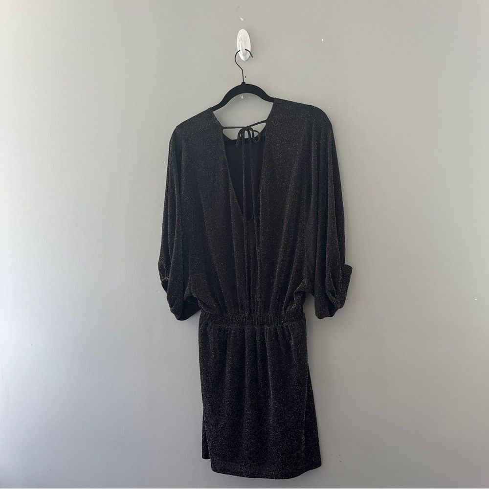 Show Me Your Mumu Genevieve Mini Dress Black Gold Metallic Glam Size Small - Picture 2 of 8